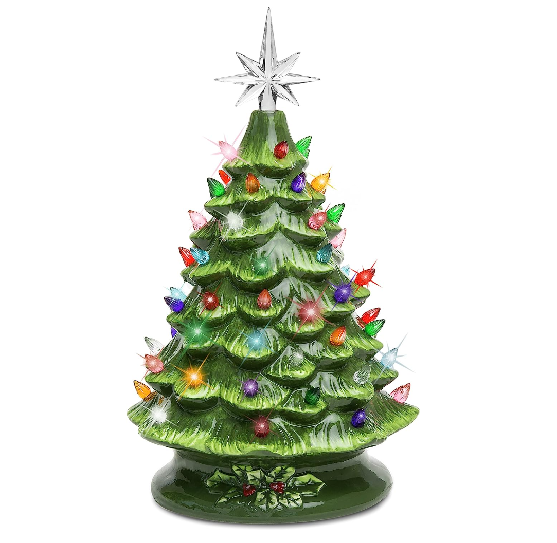 💥Mr. Christmas Nostalgic Ceramic Christmas Tree with LED Lights