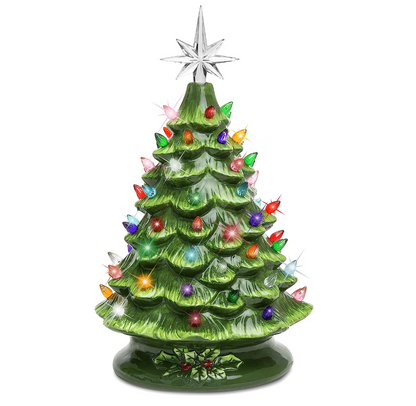 💥Mr. Christmas Nostalgic Ceramic Christmas Tree with LED Lights