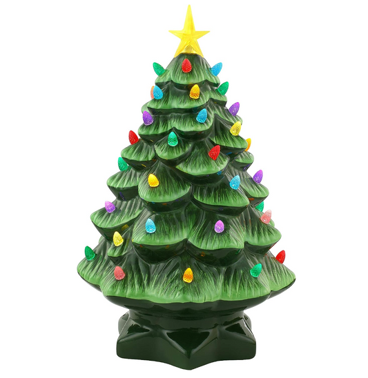 💥Mr. Christmas Nostalgic Ceramic Christmas Tree with LED Lights