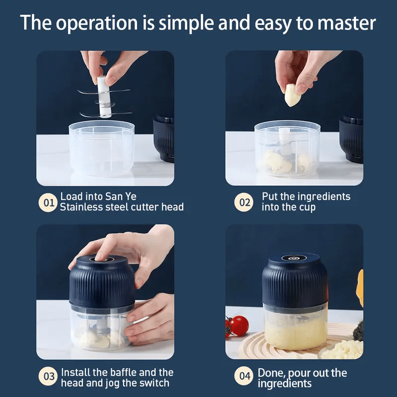 🔥 Electric Garlic Chopper, Mini Portable Veggie Cutter