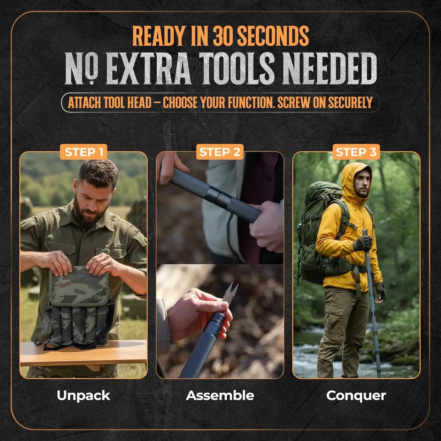 Last Day Sale for $35.59💥15-in-1 Tactical Trekking Stick